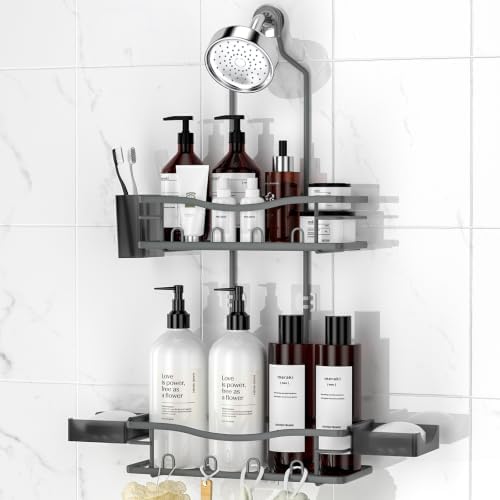Rustproof Shower Caddy Hanging with Soap Holders for Bathroom, Grey by REINHARDT