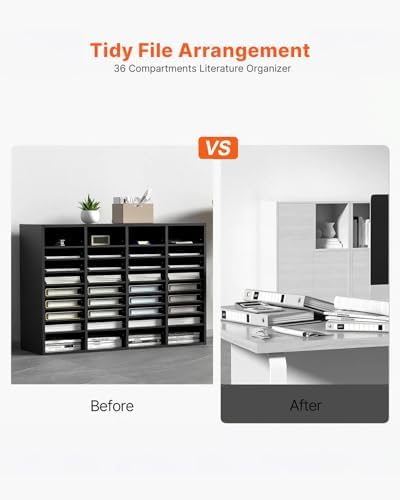 VEVOR Wood Literature Organizer, 36 Compartments, Mailboxes Slot with Removable Shelves, File Sorter for Office, Home, Classroom, or Mailrooms Organization, Black - Image 2