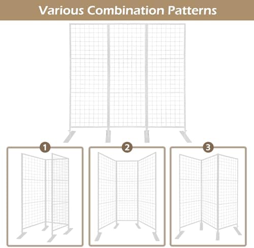 Room Divider Freestanding Gridwall, 3 Panel Folding Display Board Organizer with Base Feet, Privacy Screens Portable Freestanding Display Board Wire for Craft Shows Events Retail - Image 4