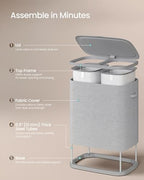 SONGMICS Laundry Hamper with Lid, 160L Laundry Basket, 2 Sections - Image 4