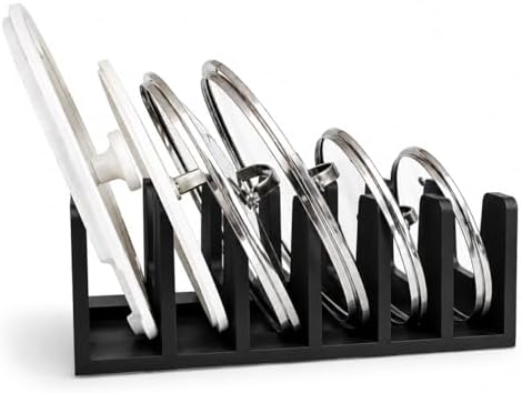 Pot Organizers Inside Cabinet – Pot Lid & Plate Rack for Cabinet, Multi-Use Storage for Lid Organizer Inside Cabinet - Cutting Boards, Baking Sheets & Trays - Fits Under Cabinet or Drawer (Black) by Unknown