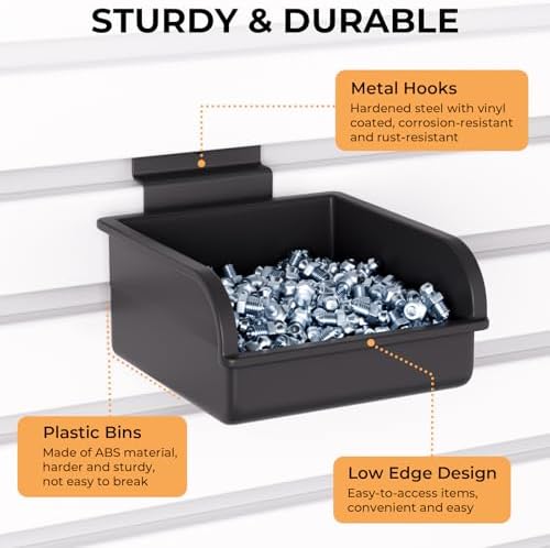 INCLY 12 Pack Slatwall Bins with Hooks, Plastic Slatwall Accessories Bins - Image 3