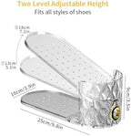 Shoe Slots Organizer, Adjustable 10 Pack Shoe Stacker for Closet Storage, Clear Double Layer Space Saver, Durable and Stackable Shoe Holder for Sneakers Heels and Flat - Image 2