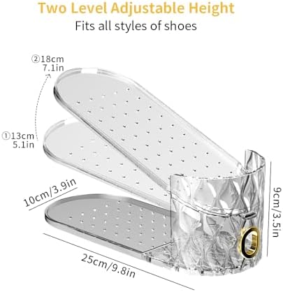 Shoe Slots Organizer, Adjustable 10 Pack Shoe Stacker for Closet Storage, Clear Double Layer Space Saver, Durable and Stackable Shoe Holder for Sneakers Heels and Flat - Image 2