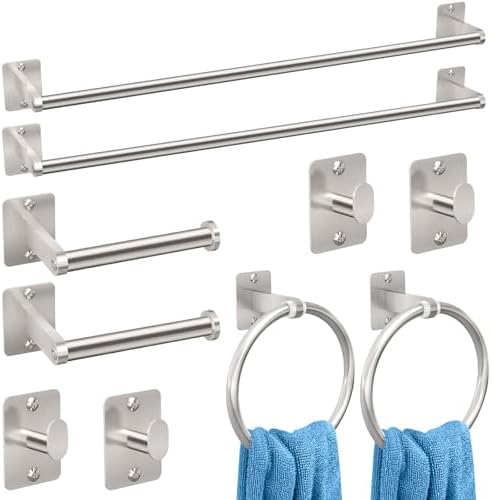 KLJKPA 10-Piece Brushed Nickel Bathroom Hardware Set, 24 inch Towel Bar by KLJKPA