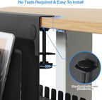 MAXECHO Desk Side Storage, Under Desk Laptop Mount, Table Side Hanging File Organizer, No Drill Clamp On Cable Management Tray, Laptop Holder with Magnetic Pen Holder for Office and Home, Load 22 Lbs - Image 2