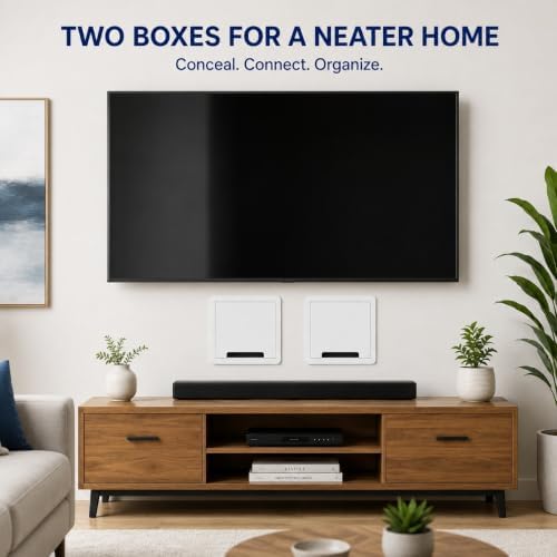 2 Pack 9" in-Wall Media Box Recessed Outlet Box Cable Management – Structured Media Enclosure Compatible with Streaming Media Players – WiFi-Friendly TV Cable Organizer Wall Installation - Image 4