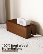 YECAYE Solid Wood Cable Management Box, Walnut Color, 14.2 x 6.1 x 4.1 - Image 2