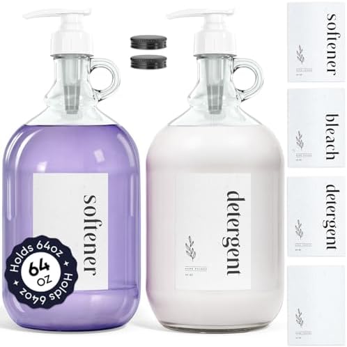 Homesphere Glass Laundry Detergent Dispenser, 2-Pack 64oz Pump Jars by Homesphere