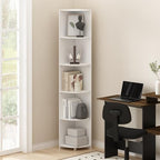 Furinno ECON Corner Shelf, 5-Tier Corner Book Shelf, Storage Shelves, Display Rack, Bookshelf, for Organization and Storage, Living Room, Home Office, White - Image 2