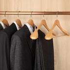 TOPIA HANGER Wide Shoulder Wooden Hangers, Suit Hangers with Non Slip Pants Bar & 360° Swivel Hook, Solid Wood Heavy Duty Coat Hanger, 6 Pack (Natural)-CT02NA - Image 5