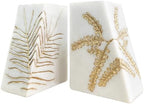 Heavy Duty Book Ends for Shelves, Decorative Book Ends for Heavy Books, Resin Modern Bookends with Marble Texture & Gold Botanical Detail, Minimalist Bookends for Home Decor, Set of 2 by GUSFREUD