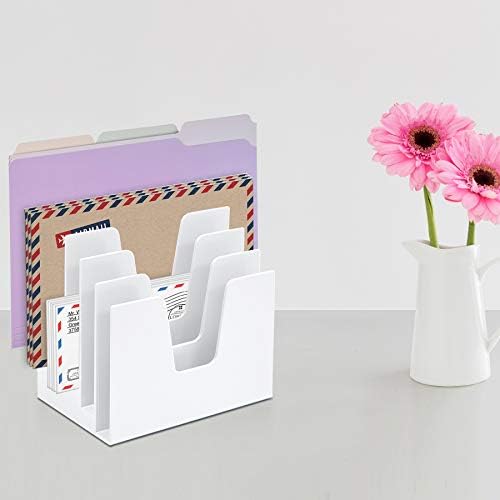 Acrimet 5 Section Incline File Sorter Organizer, Desktop Mail Holder, White - Image 3