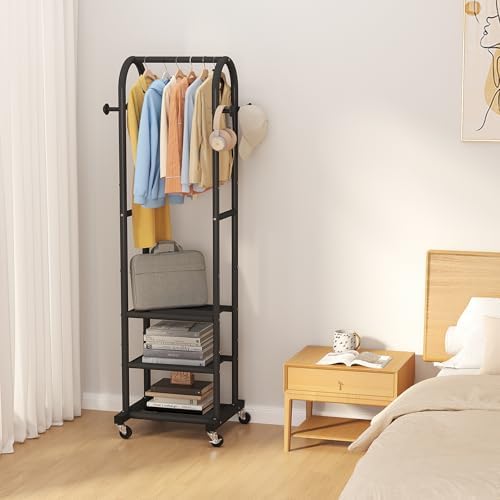 Dttwacoyh Clothing Rack with Wheels,Narrow Metal Garment Rack,Black - Image 6