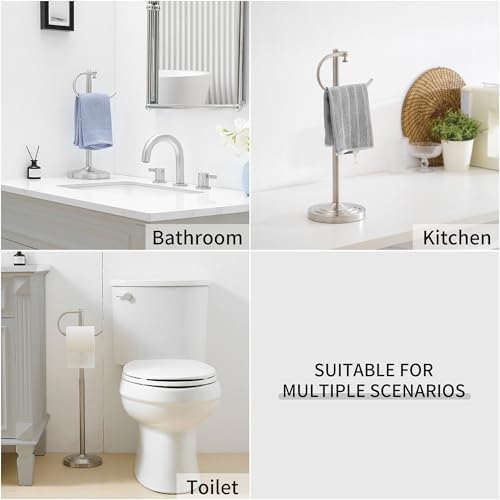 Hand Towel Holder Stand for Bathroom Countertop, Standing Towel Rack with Non-Slip Base, Stainless Steel Adjustable Towel Bar 16.5-26 Inch for Kitchen Vanity (Brushed Nickel) - Image 6
