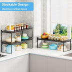 Expandable Kitchen Cabinet Shelf Organizer, Stackable Metal Storage Shelves - Image 6