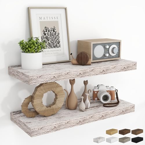 RICHFOCUS Bathroom Floating Shelves for Wall 2Pack|Rustic White|28" L by RICHFOCUS