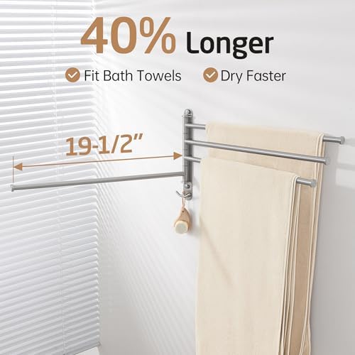 KES Extra Long Swivel Towel Bar 19.5" 4-Arm, Swing Out Towel Rack - Image 2
