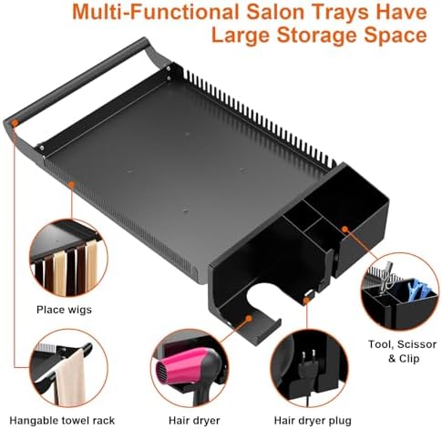 Hairstylist Rolling Cart, Salon Tray Cart on Wheels, Salon Trolley Braiding Hair Rack,Coloring Tray with Holder, Rolling Tool Trolley Hairstylist Station Organizer - Image 2