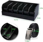 GTI Belt Organizer, 6 Compartments Belt Organizer for Closet and Drawer, Bamboo Display Case for Tie and Belt, Belt Storage Organizer for Men Women (Black) - Image 3