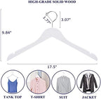 Amber Home 24 Pack Wooden Shirt and Dress Hangers Smooth White Finish - Image 2