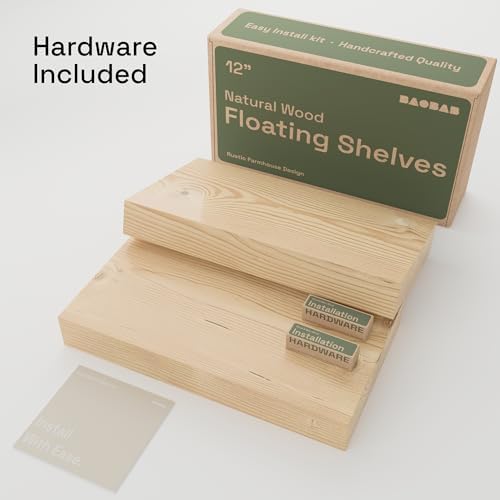 Wood Floating Shelves for Wall 12 Inch, Natural Wood, Small Wooden Shelf - Image 6