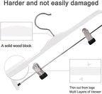 TOPIA HANGER Wooden Pants Hangers,Slim Natural Wood Skirt Hangers with Anti-Rust Hook and Adjustable Metal Clips, Perfect for Skirts,Pants,Slacks-10 Pack-CT17W - Image 4