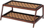 Anji Mountain Heavy Duty Waterproof Wooden Shoe Storage Mat Organizer/Boot Storage Tray Multi Use for Entryway with Coir, Tan and Black Trellis Insert, 2 Tier, Fits 6 Pair (36.5" Wide) by AnjiMountain