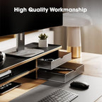 Fenge Monitor Stand, Desk Computer Riser with Frosted Storage Drawer, Black - Image 4