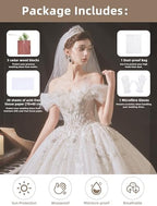 Wedding Dress Storage Box, Large Wedding Dress Preservation Box with 5 Cedar Wood Blocks, 30 Sheets of Acid-Free Tissue Paper, Microfiber Gloves, and Dust-Proof Bag-BeigeGrey - Image 4