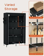 CASAMAYA Portable Closet, 34 Inch Large Capacity Wardrobe Closet with Cover, Clothes Storage Organizer with Shelves and 2 Hanging Rods, Easy to Assembly, Black PCT202B01 - Image 6