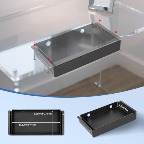 KHAMAL Under Desk Drawer Slide Out Large - Under Table Drawer 17.32" x 9.25", Pull-Out Storage Organizer With Cable Management For Home & Office - Image 5