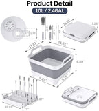 Volnamal Collapsible Wash Basin with Drying Rack & Drain Plug, Gray - Image 6