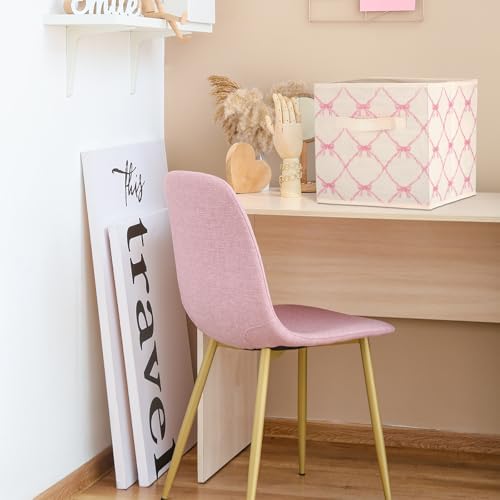 Geelin 6 Pcs Beige Bow Cube Storage Bins 11 in Storage Basket with Handle - Image 4