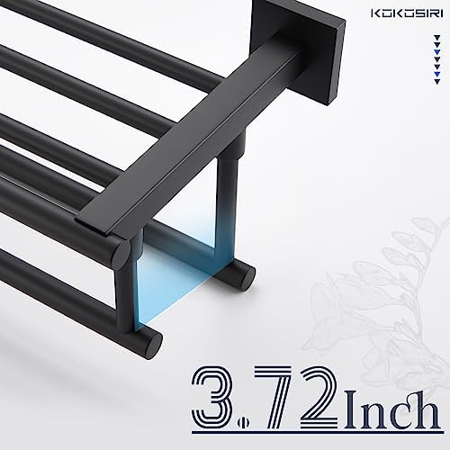 KOKOSIRI Bath Towel Rack with Double Towel Bars 32-Inch Bathroom Towel Shelves Towel Holder Wall Mounted Stainless Steel, Matte Black, B6005BK-L32 - Image 6