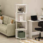Furinno ECON Corner Shelf, 4-Tier Corner Book Shelf, Zigzag Storage Shelves, Display Rack, Bookshelf, for Organization and Storage, Living Room, Home Office, White - Image 2