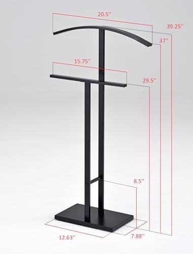 KB Designs - Metal Suit Valet Stand Clothing Organizer, Clothes Rack, Jacket Hanger, Tie Hanger (Black) - Image 3