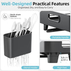 TOOLF Extendable Dish Drying Rack for Small Kitchen Counter, Black - Image 5