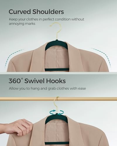 SONGMICS Velvet Hangers 50 Pack, Non-Slip Clothes Hangers, Space-Saving - Image 7