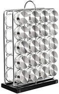 Amazon Basics 20 Jars Spice Rack Organizer, Space-Saving Kitchen Organizer with Glass Spice Jars, Sturdy, Silver by AmazonBasics