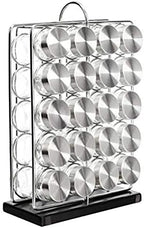 Amazon Basics 20 Jars Spice Rack Organizer, Space-Saving Kitchen Organizer with Glass Spice Jars, Sturdy, Silver by AmazonBasics