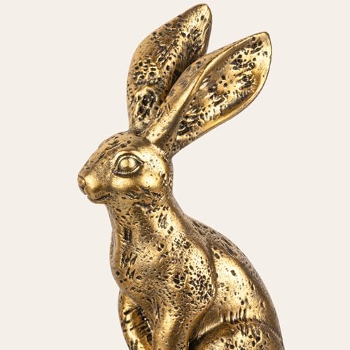Rabbit Bookends, Decorative Bunny Book Ends for Shelves, Unique Rabbit Figurine Bookends, Heavy Resin Book Holder for Bookshelf Home Office Nursery Decor (Gold) - Image 6
