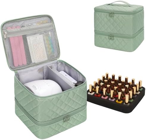 Nail Polish Organizer Bag Holds 30+ Bottles (15ml/0.5 fl.oz) &UV Nail Lamp by Ethereal