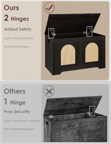 DINZI LVJ Storage Chest, Wooden Toy Box, Espresso Oak 31.5" L - Image 4