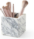 3.93 Inch Square Natural Marble Makeup Brush Holder & Toothbrush Holder by STAVORAE