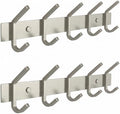 Coat Rack Wall Mount – Brushed Nickel 15 Inch Stainless Steel Hook Rail with 5 Heavy Duty Double Coat Hooks – Wall Mounted Coat Hanger for Entryway, Bathroom, Bedroom, Towel, Hat Organizer - 2 Pack by SAYONEYES