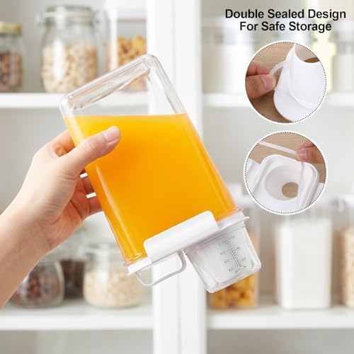 4 Pack 77.8 oz Laundry Detergent Dispenser, Large Capacity PET Plastic Liquid Laundry Soap Container with Handle & Measuring Cup Cap, Clear Heavy Duty Dispenser for Room Organization - Image 4