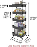 Calmootey 5-Tier Utility Cart with Drawer & Wheels, Storage for Home,Office - Image 5