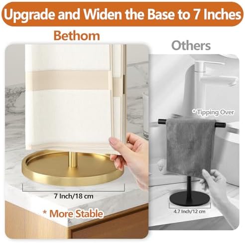 Bethom Bathroom Hand Towel Holder Stand Gold, S-Shape Kitchen Towel Rack - Image 2