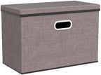 PRANDOM Large Collapsible Storage Bins with Lids [3-Pack] Linen/Cotton Blend Foldable Storage Boxes Organizer Containers Baskets Cube with Cover for Home Bedroom Closet Office Nursery(17.7x11.8x11.8) - Image 3